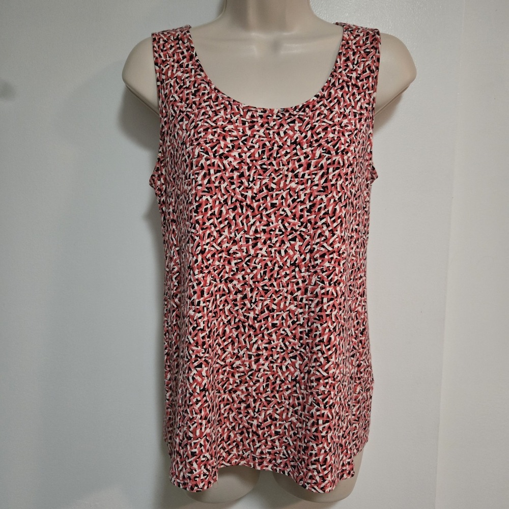 J. Jill Wearever Missy Size XS Pink Black Rayon Blend Stretch Knit Tank Top